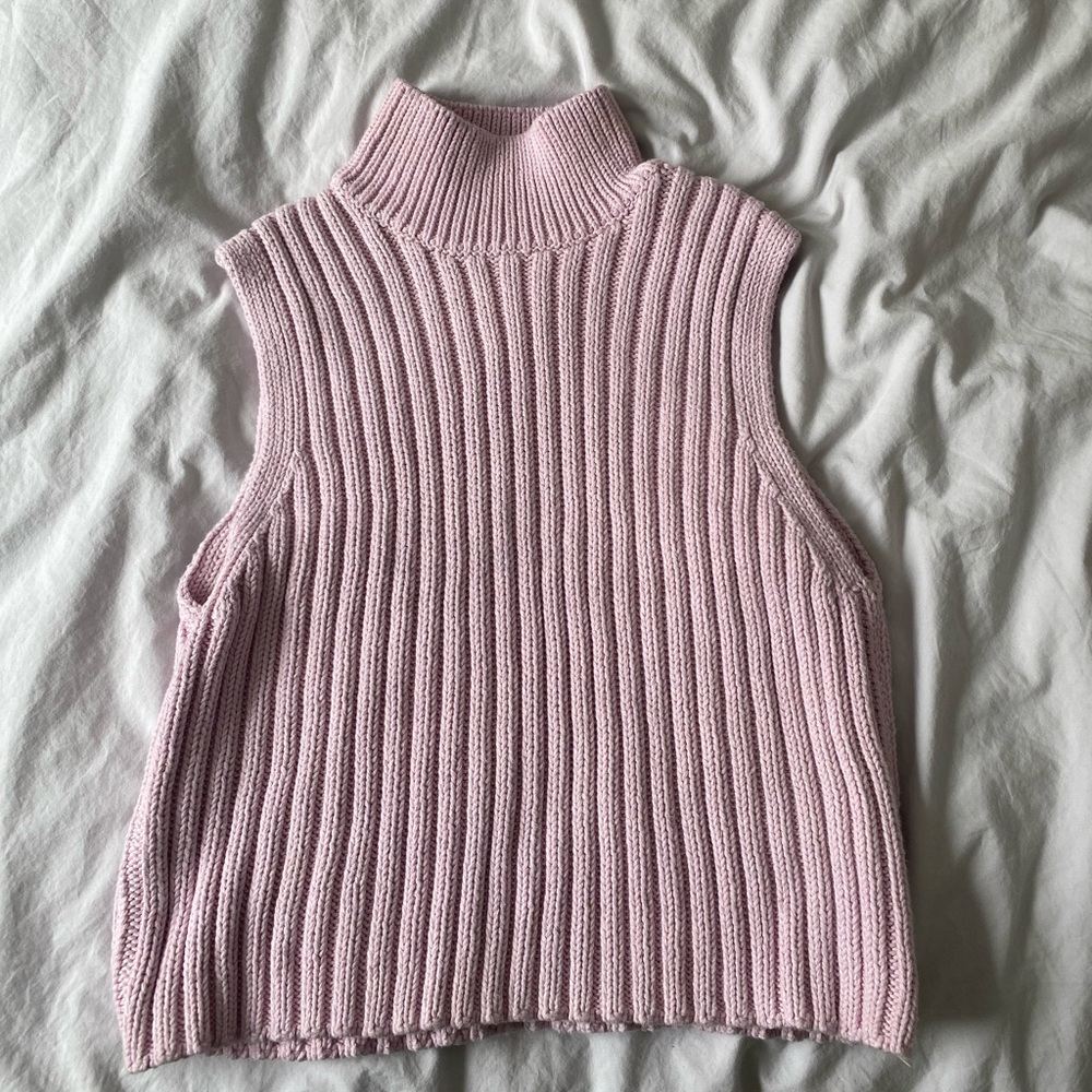 Zara baby pink knit sleeveless top